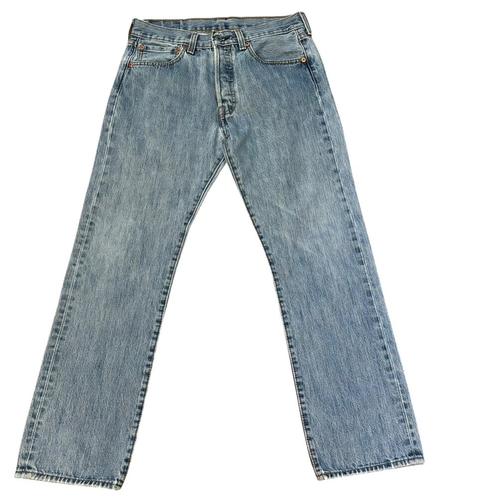Levi's 501 Button Fly Straight Leg Medium/Light Wash Jeans Men's 30x28